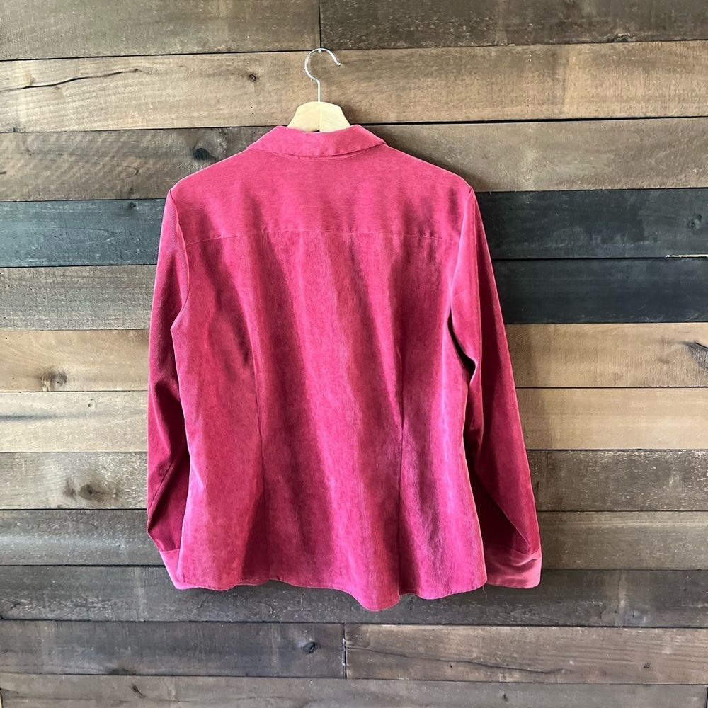 Croft & Barrow Raspberry Red Faux Suede Ribbed Zip-up Lightweight Jacket - Picture 13 of 13